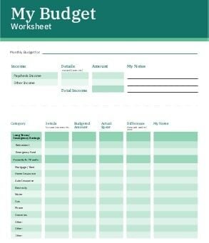 Budgeting Worksheet